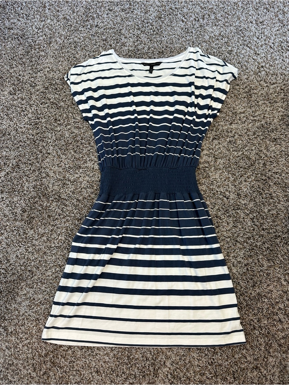 Striped Blue and White Women’s Cinched Waist Dress